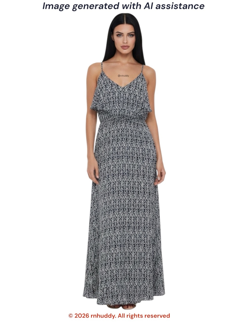Necessary Clothing S navy white maxi dress